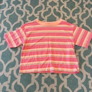 Epic Threads Pink Striped Cropped Short Sleeve T-Shirt